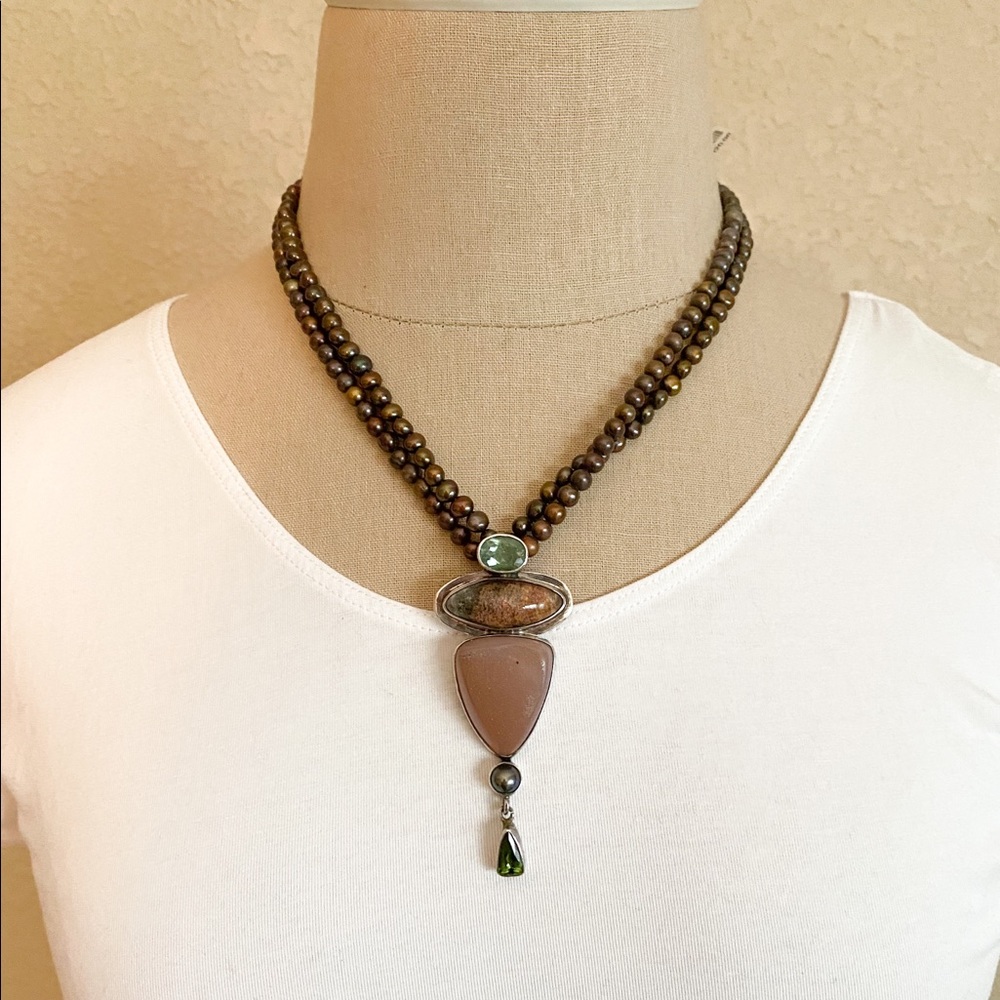 The Dreamer “pearl” necklace w/sterling & stones